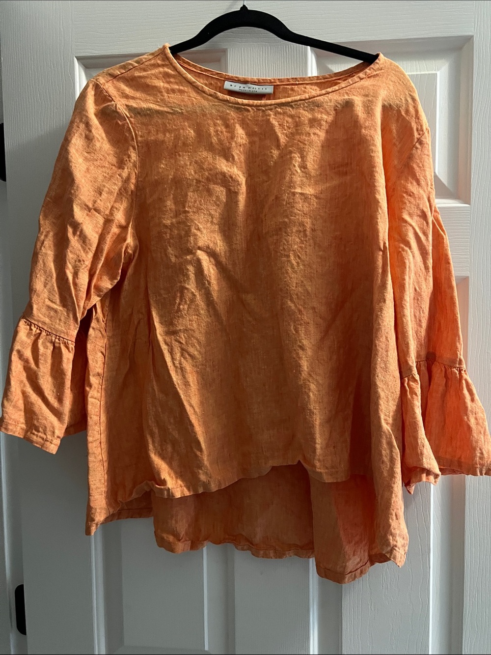 bryn Walker Orange Linen Bell-Sleeve Tunic